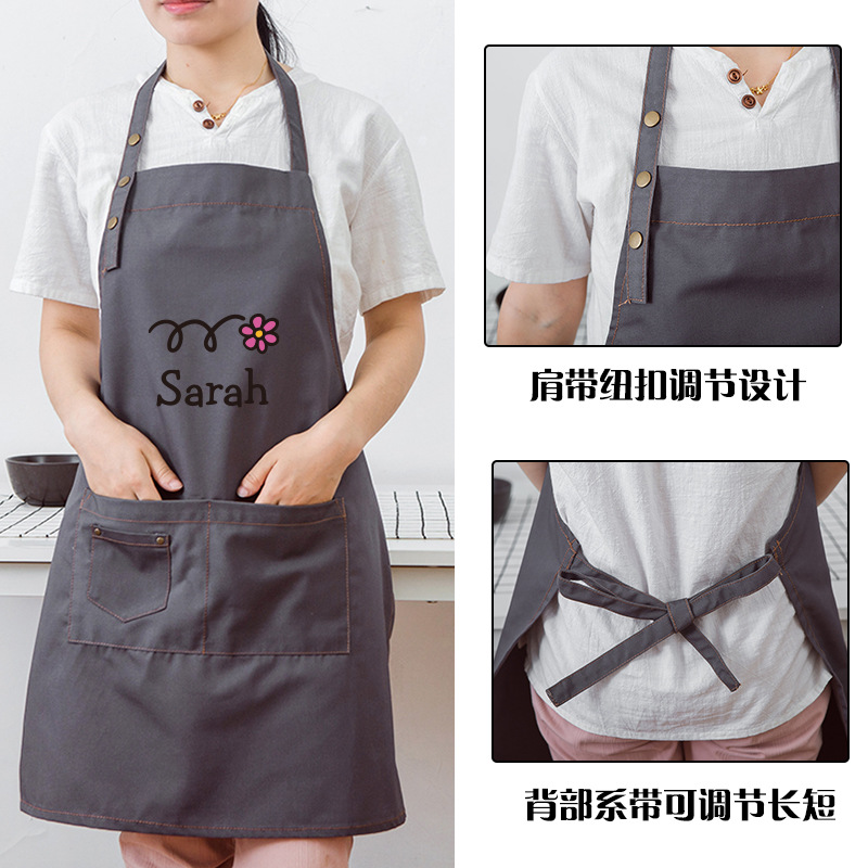 Estilo coreano moda personalizable logo cocina hornear manicura materna e infantil tienda restaurante cafetería leche té trajes delantal