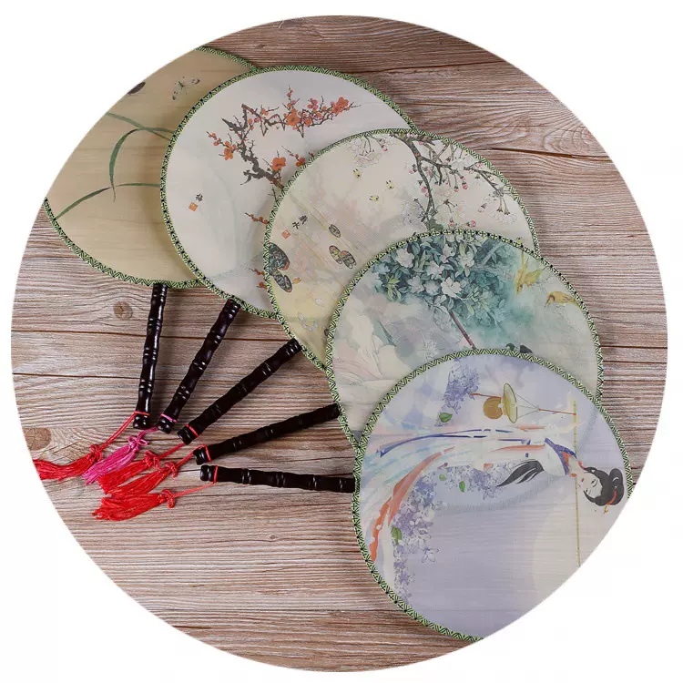 古装美女宫廷扇女士儿童团扇宫扇圆形复古风汉服扇古代宫廷舞蹈扇