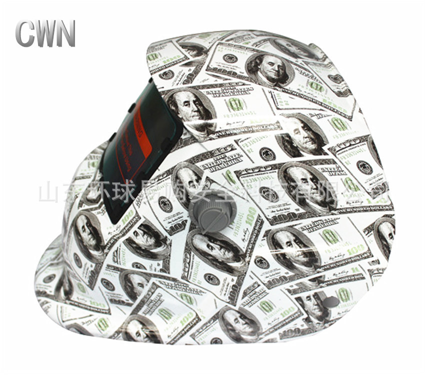 高频焊自动变光焊接面罩焊工面具氩弧焊气焊锡焊防护美元贴花头盔