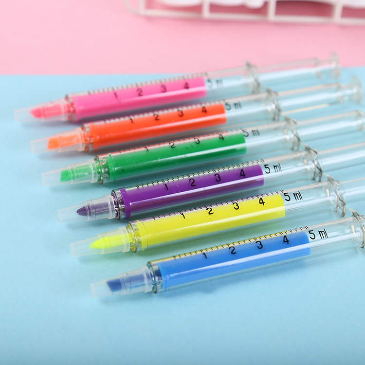 Creative Stationery Color Highlighter Funny Cute Needle Syringe Color Pen display picture 3