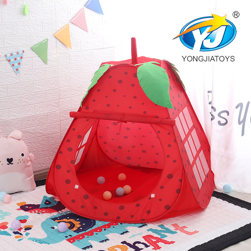 永佳儿童室内帐篷卡通草莓型游戏屋薄纱趣味球池女孩小窝批发定制|ru