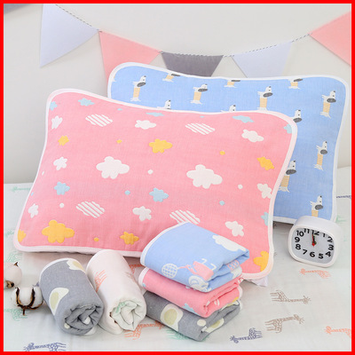 纯棉六层纱布枕巾儿童卡通枕头巾全棉透气柔软成人情侣枕巾代发