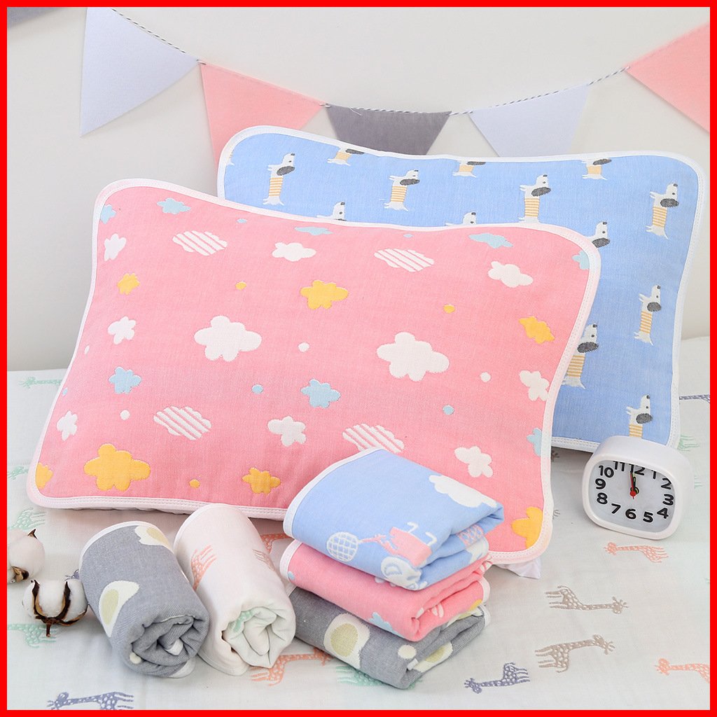 纯棉六层纱布枕巾儿童卡通枕头巾全棉透气柔软成人情侣枕巾代发