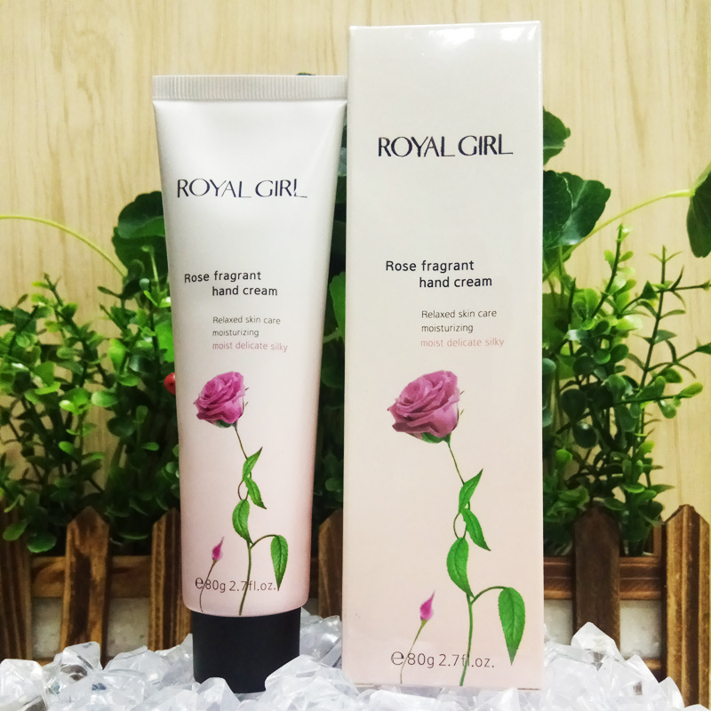厂家批发皇家女孩玫瑰水嫩柔滑香水护手霜80g|ru