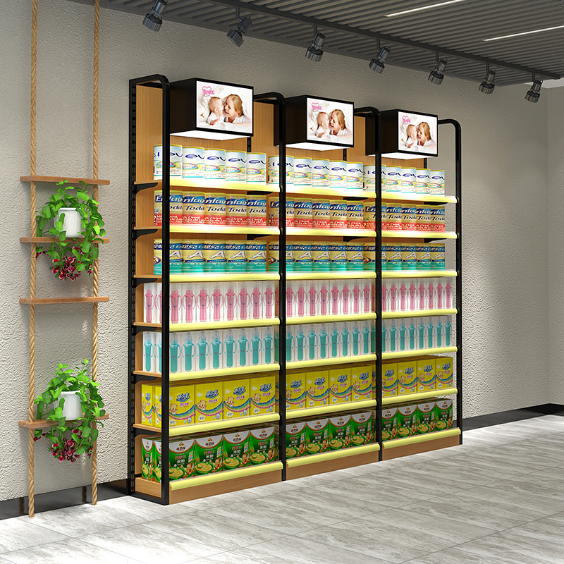 美承单面中岛高端奶粉母婴店货架展示架 木质母婴用品货架批发|ru