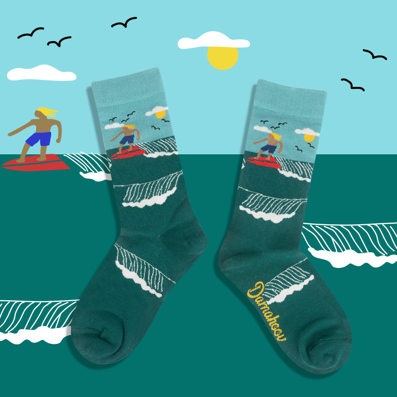 Chaussettes mi-mollet en coton pour homme et femme, motif dessin animé, style mignon, automne-hiver 2025_voghion.com