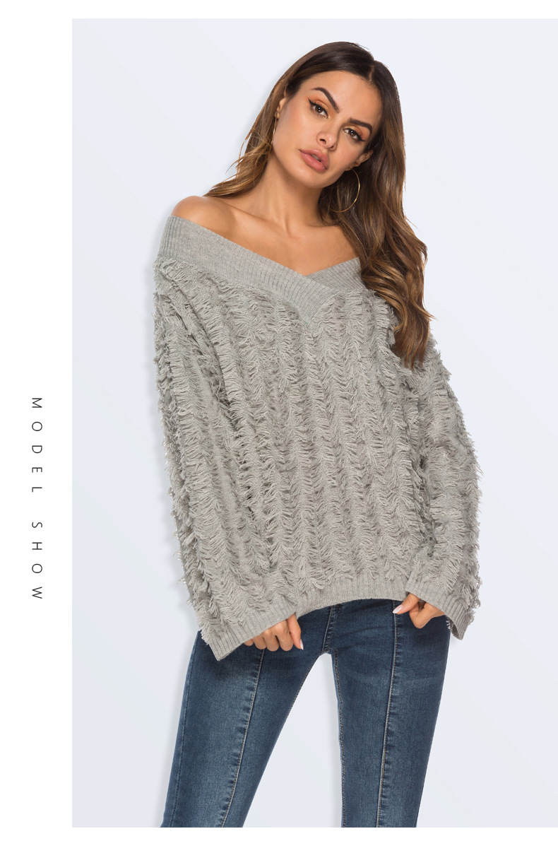  sexy V-neck personality tassel sweater NSYH7459