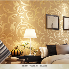 Manufacturer wholesales simple European style 3D hook flower, lotus leaf non-woven wallpaper for bedrooms, full coverage for living rooms, hotel wallpaper