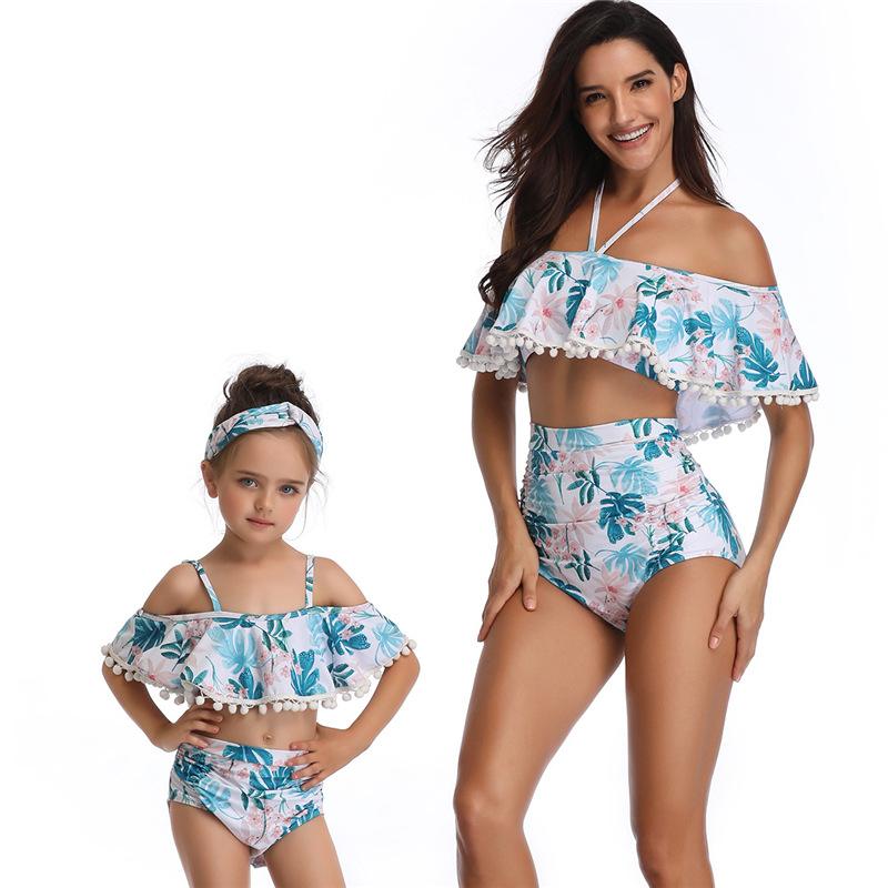 Parent-Child Swimwear Printing High Waist Bikini Swimwear