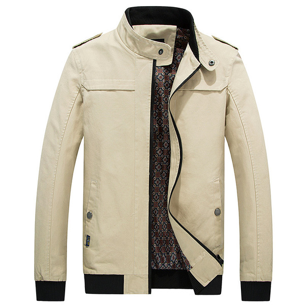Men’s stand collar cotton wash coat in spring and Autumn