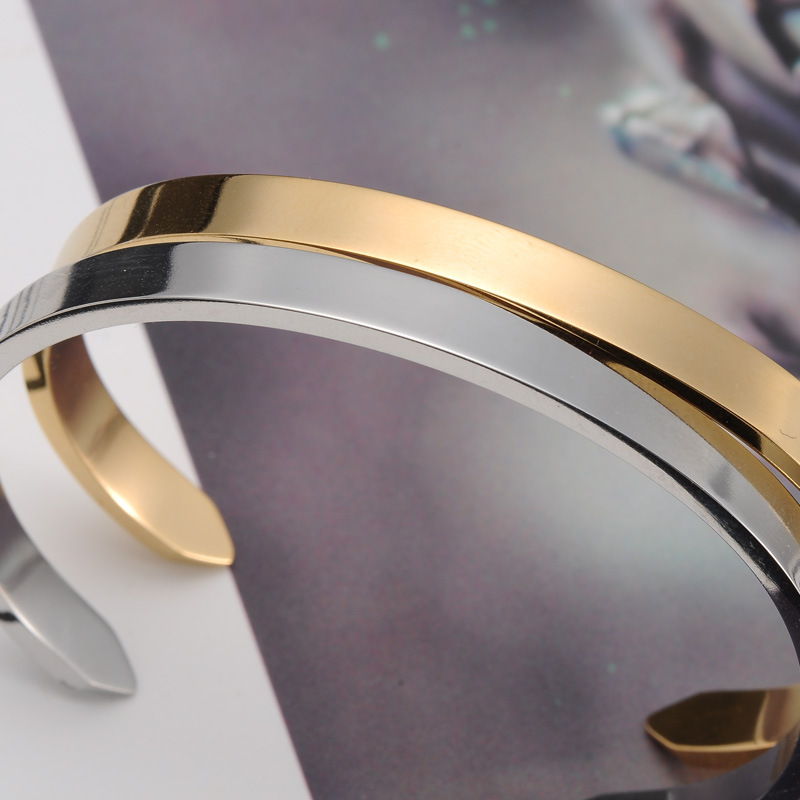 Simple En Acier Inoxydable Marquage Laser Gravure Bracelet Ouvert En Gros Nihaojewelry display picture 4