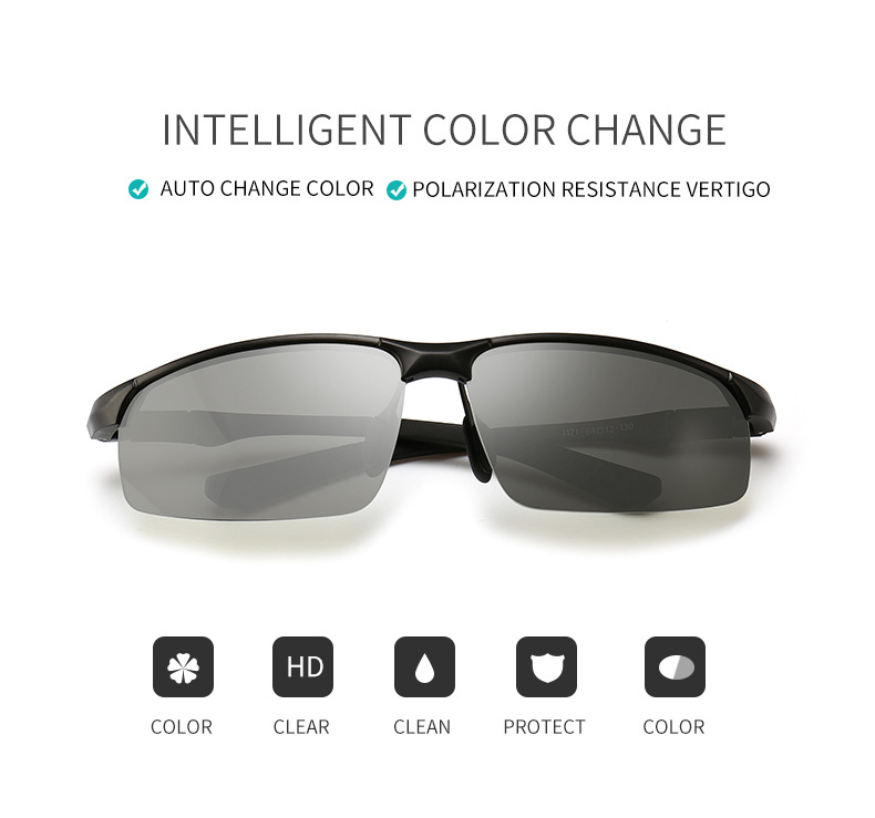 Photochromic Sunglasses Aluminum Polarized Men Driving Glasses
