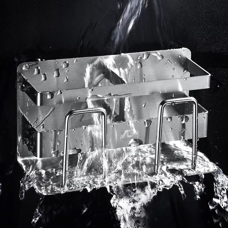 批发家居用品 不锈钢牙刷牙膏架 免钉免打孔粘贴壁挂架 洗漱杯架