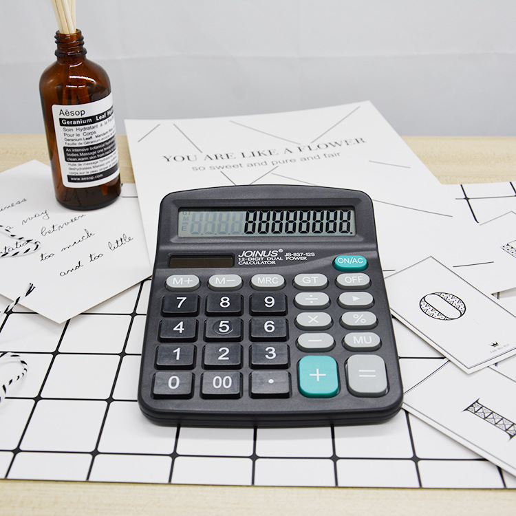 商务财务办公用计算器 12位数计算器批发可定制LOGO太阳能计算器|ru