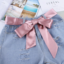 新款韩版丝绸丝带布腰带女配裙子学生简约百搭打结宽腰封装饰丝巾