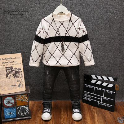 Boy tide pack 2018 new pattern sweater Children thickening Socket Sweater baby Winter clothes Korean Edition jacket