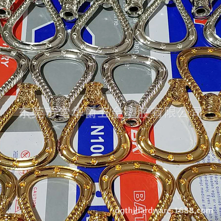 工廠直銷合金果盤吊環玻璃果盤提手金屬壓鑄繩紋吊環可定制