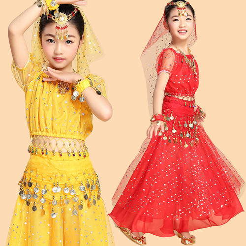 New children's belly dance suit Children's Indian dance dance costume performance costume performance costume sequined skirt children