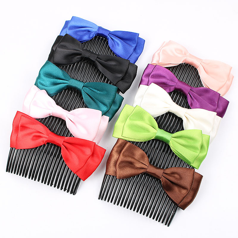 the republic of korea Jewelry Korean Edition bow Hair plug Flaxen Hair Combs Insert comb Bangs Hairpin Clip Headdress Hair fork