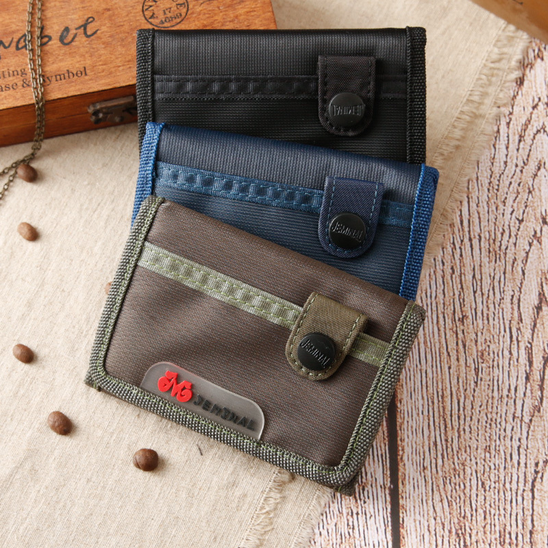 Men's Short wallet Oxford Cloth Korean Style Small wallet Cross-border E-Commerce Multi-card Position Internal wallet Zipper wallet