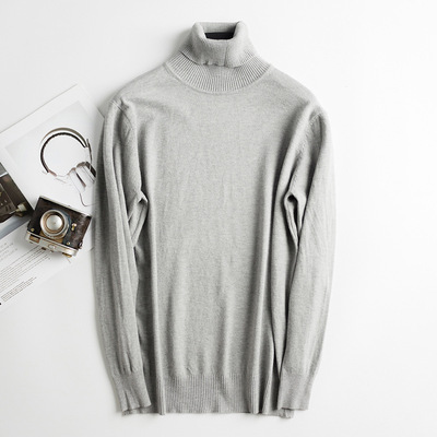 艾奴丹新款商务纯色男士高领套头针织针织衫休闲打底衫青年毛衣