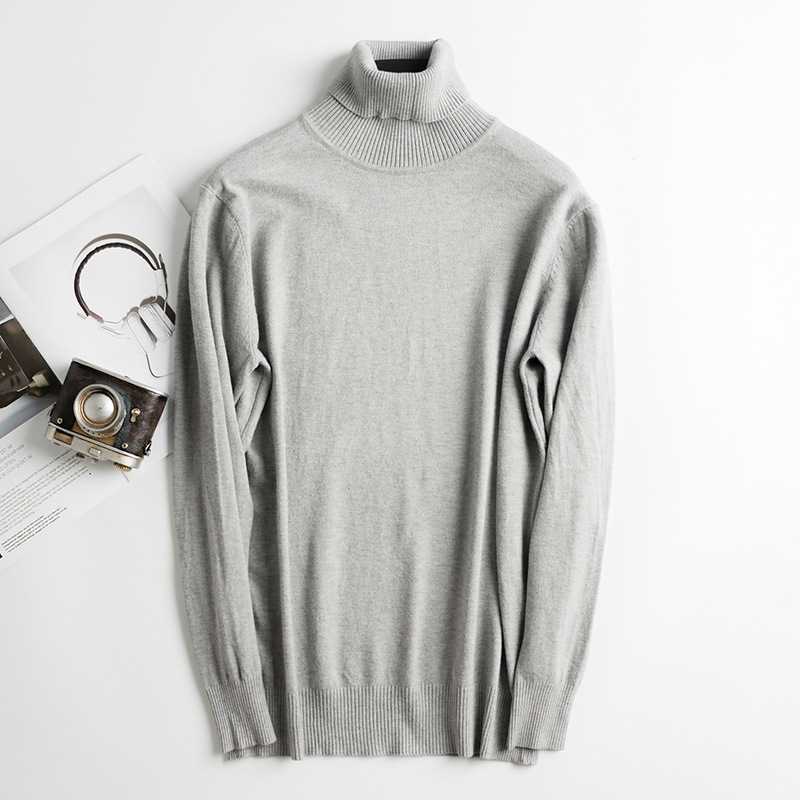 艾奴丹新款商务纯色男士高领套头针织针织衫休闲打底衫青年毛衣