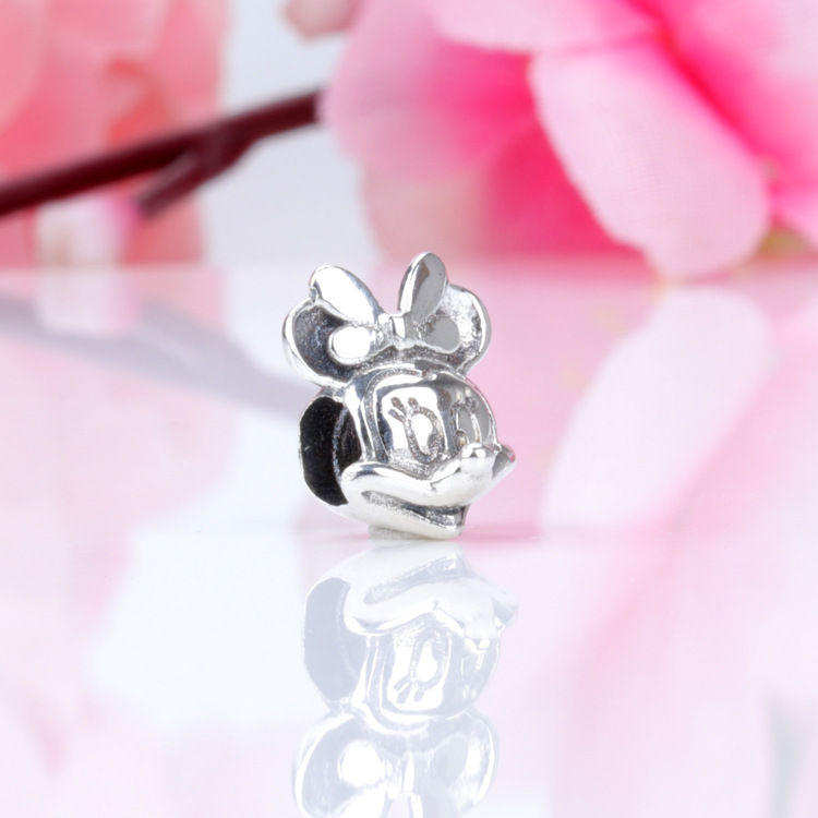 S925纯银欧美新款米妮珠子串饰 潘家热款米老鼠珠子手链配件批发