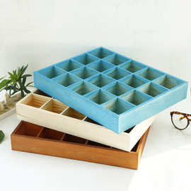 实木多肉木盒创意多格子收纳盒化妆品整理桌面收纳多格木盒储物盒