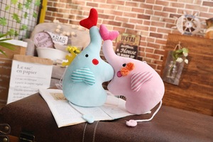 马卡龙色皇冠小象毛绒玩具靠垫ins爱心大象公仔抱枕柔软沙发靠垫