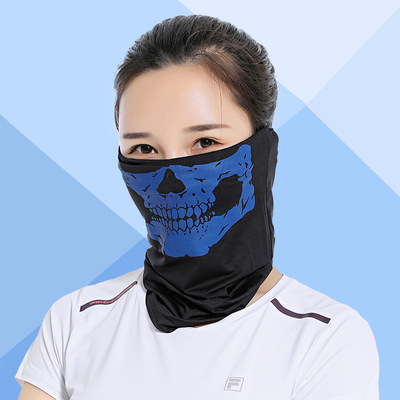 夏季冰丝户外骑行黑色cs百变骷髅头巾透气多功能防晒防尘面罩围脖
