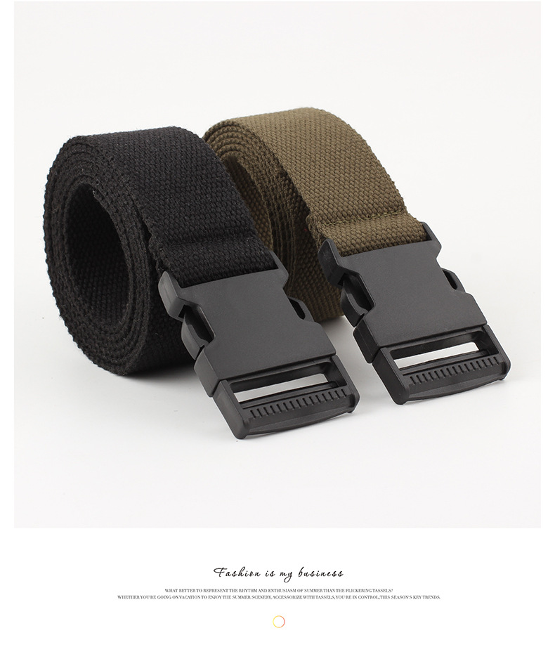 New Canvas Belt Automatic Smooth Buckle Trousers Nylon Casual Long Belt display picture 3