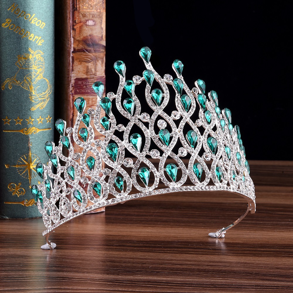 460g Weight Crown Hair Accessories Type Rhinestones Inlay Material 1 Piece Quantity Daily Occasion Alloy Material Water Droplets Pattern Women'S Gender Inlay Design Fashion Style Fashion Water Droplets Alloy Inlay Rhinestones Crown 1 Piece 3