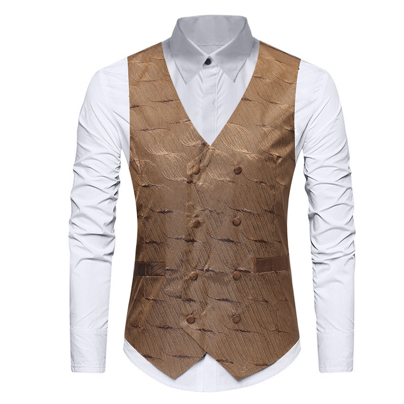 New wave printed men's double breasted vest European men's Vest fashion men's coat