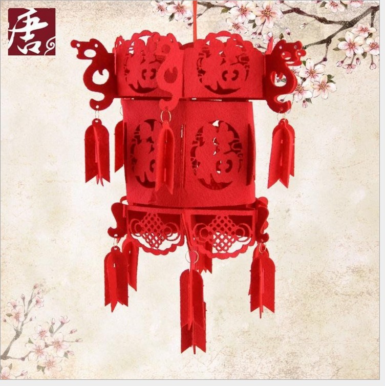 厂家批发毛毡装饰品毛毡灯笼新年立体灯笼挂件毛毡灯笼