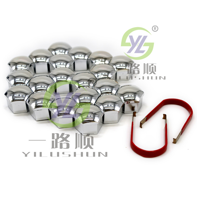 Coche universal galvanoplastia neumático tornillo cubo de la rueda cubierta decorativa 20 Tapas con 2 clips rojos