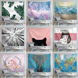 热销推荐北欧亚马逊多尺寸数码印花挂毯挂画桌布装饰布沙滩巾