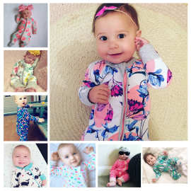 ins欧美春秋款新生儿连体衣男女宝宝长袖包脚爬服哈衣批发代理