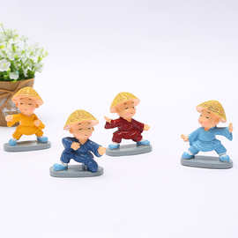 新款家居摆件创意车内装饰功夫和尚摆件树脂工艺品 批发