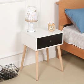 北欧式简约床头柜 卧室斗柜单抽柜生态板收纳柜 实木储物床头柜