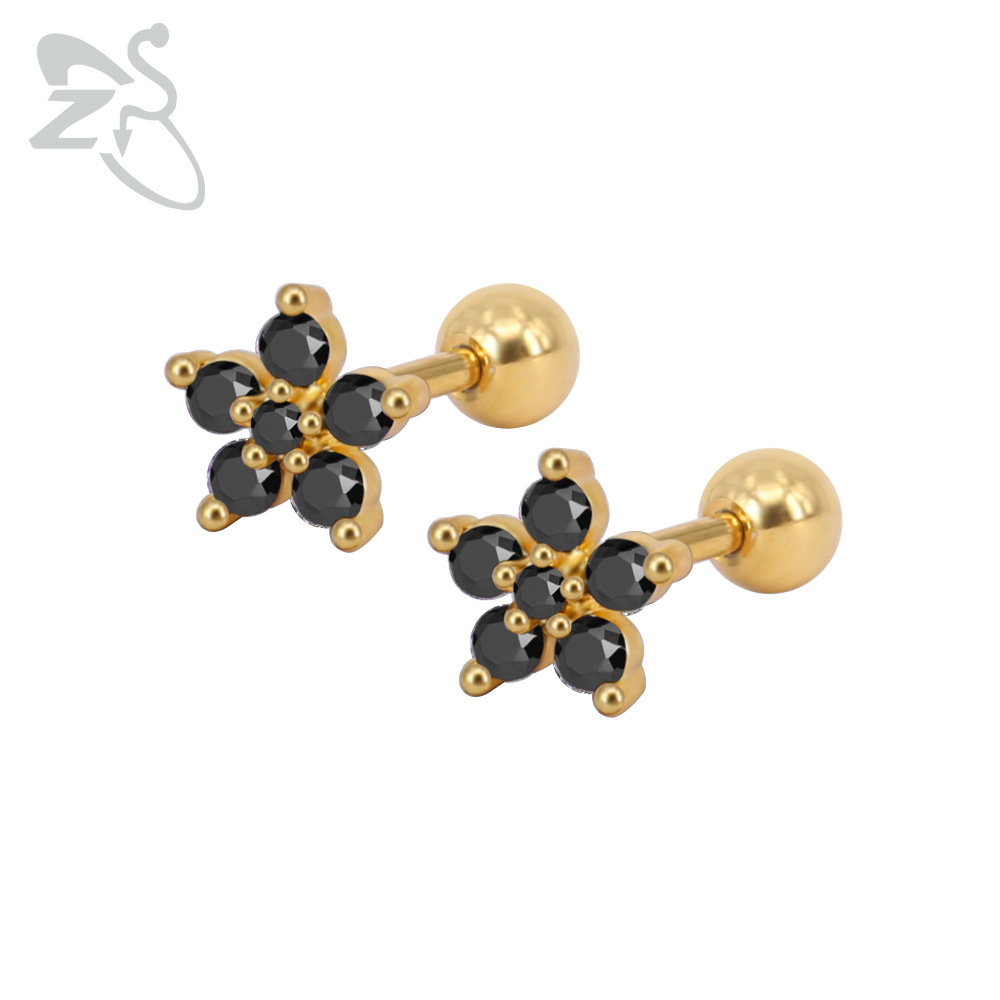 European and American Star Zircon Earrings Women's Personalized Stainless Steel Ear Piercing Jewelry detail image 11
