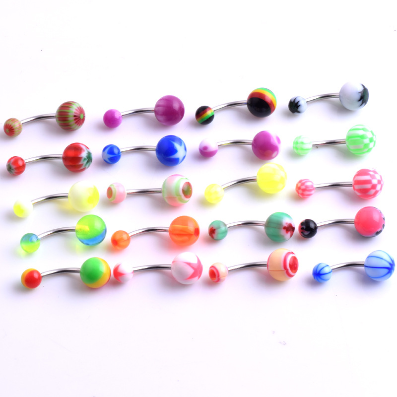 Uv Acrylic Multicolor Titanium Steel Belly Button Ring Color Piercing Jewelry display picture 1