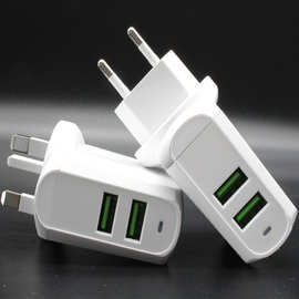 新款私模180°旋转充电器带灯2.1a双usb充电头手机usb旅行充