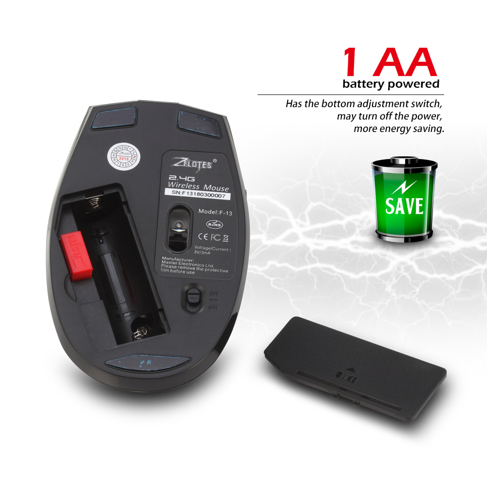 ZELOTES Master Office 2.4G Wireless Optical 2400DPI Low Power Mouse_voghion.com