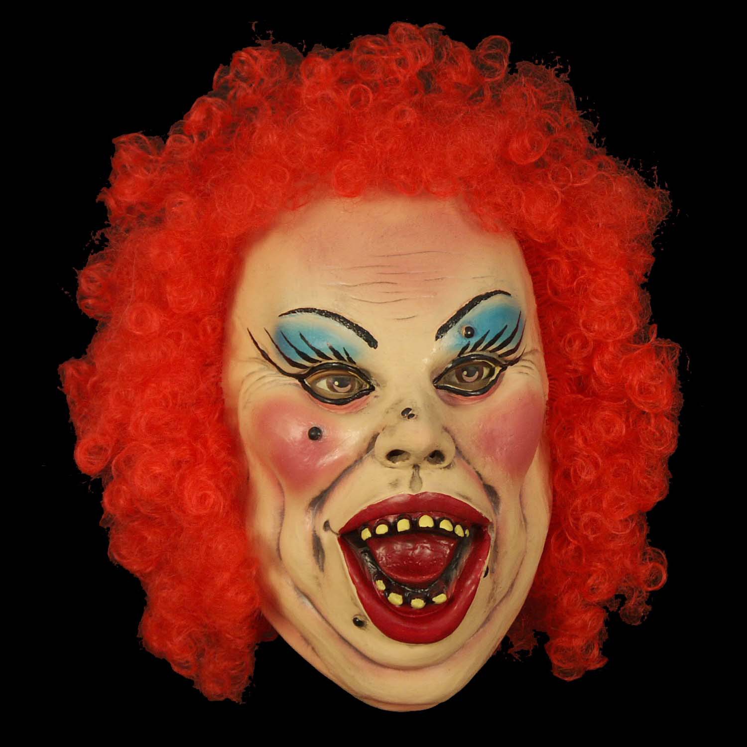 万圣节化妆舞会橡胶小丑女人搞怪面罩烂脸恐怖黑发魔鬼密室道具