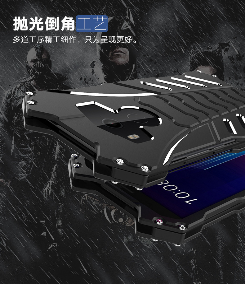 R-Just Batman Shockproof Aluminum Shell Metal Case with Custom Batarang Stent for HTC U11+ / HTC U11 Plus