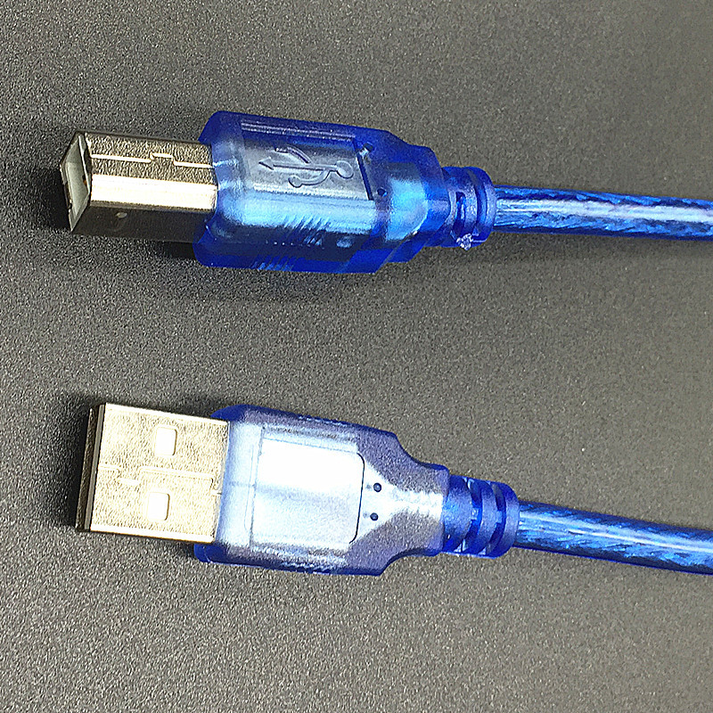 透明蓝USB2.0A公转B公方口头USB打印机线数据连接线 USB线打印线