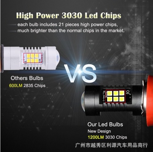 新款雾灯 汽车LED大功率雾灯 3030 21SMD  H8 H11 LED雾灯灯泡