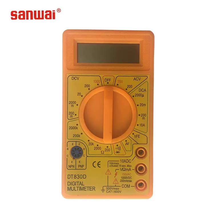 厂家直销迷你便携万用表 电工仪器仪表 数字万用表DT830D黄色