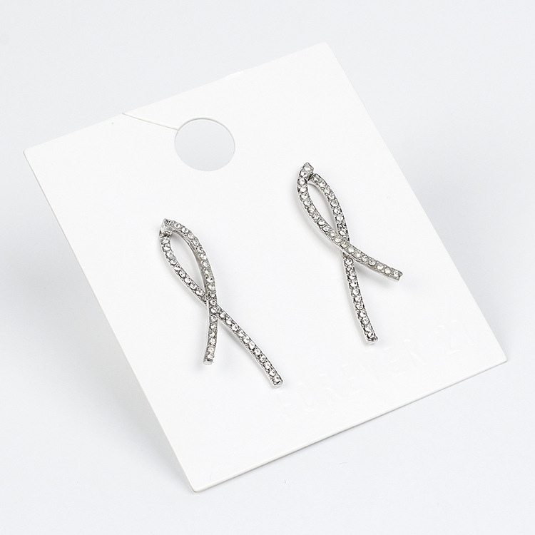 5g Weight Earrings Classification Anniversary, Business, Wedding, Travel, Birthday Occasion Alloy Material Women'S Gender Gold, Silver Color New Korean Line Rhinestone Trendy Simple Earrings 1