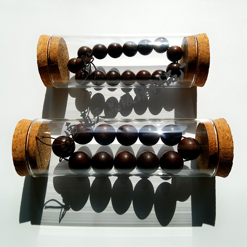 高硼硅玻璃密封罐 50150透明直筒木塞玻璃茶叶罐手串瓶 两头通款